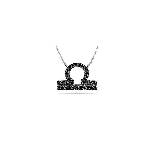 0.42 Cts Black Diamond Libra Zodiac Pendant in Silver