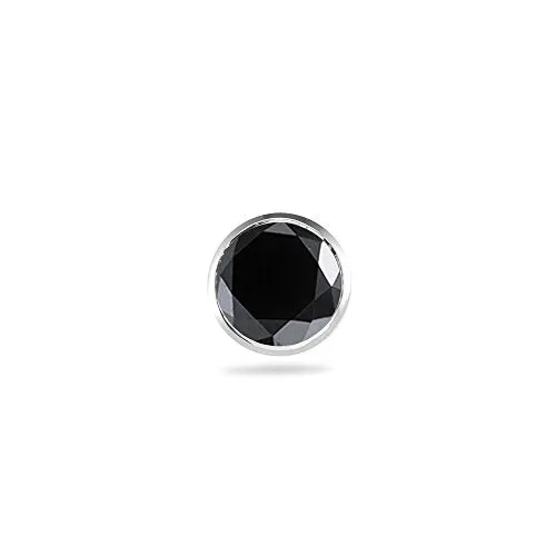 0.43-0.52 Cts Black Diamond Mens Stud Earring in 14K White Gold