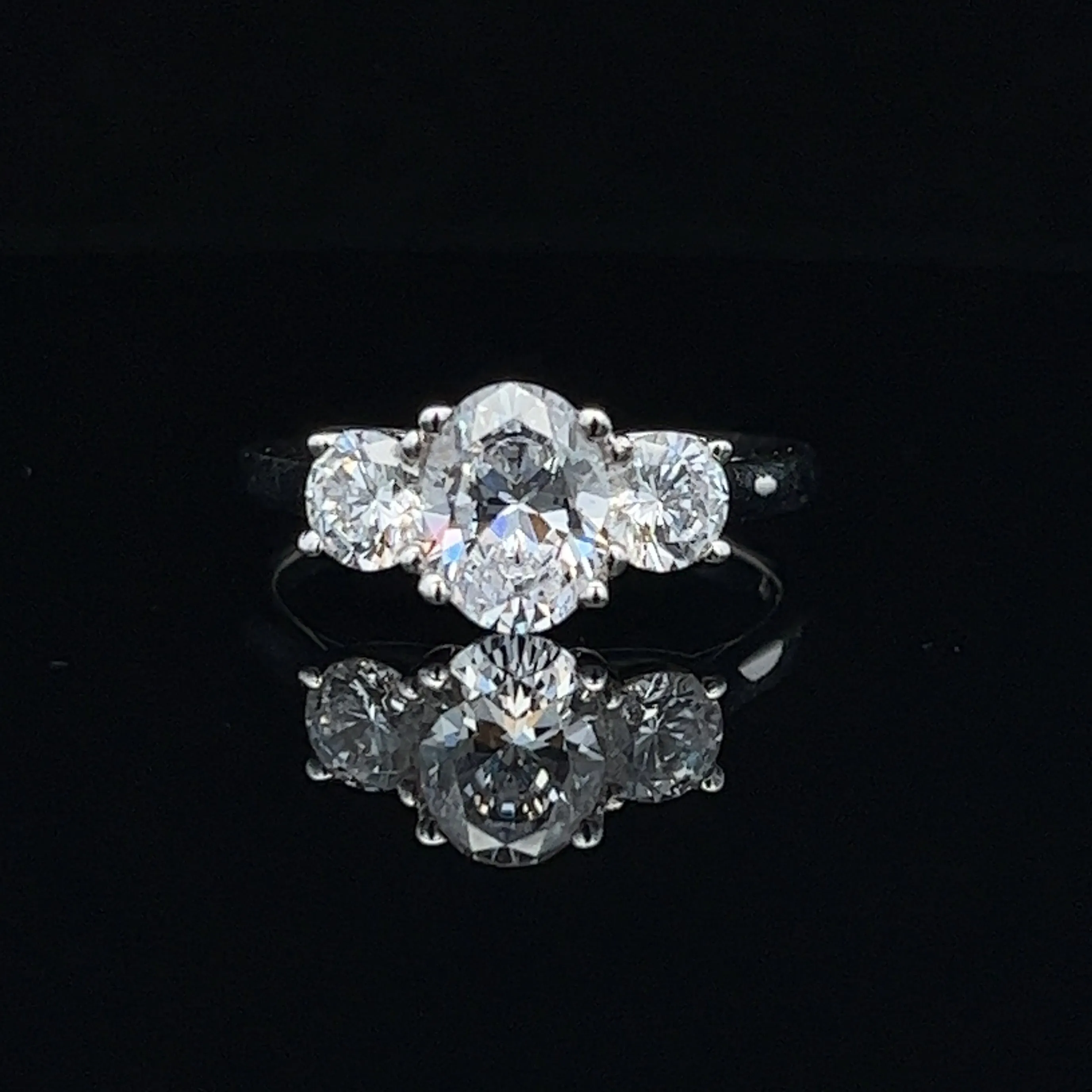 1 3/4 ctw three-stone oval diamond engagement ring