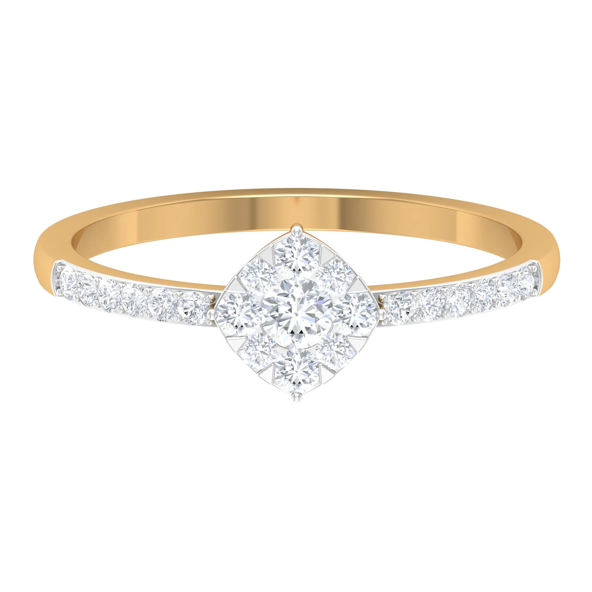 1/2 CT Diamond Engagement Ring in Illusion Setting with Two Tone Gold