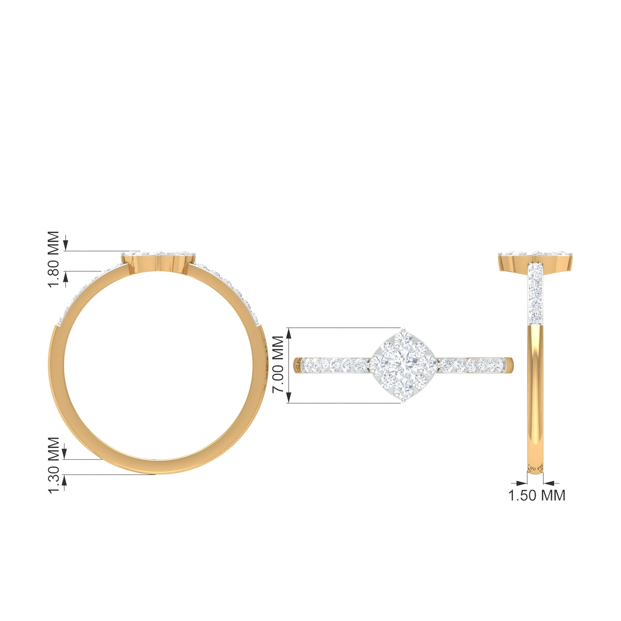 1/2 CT Diamond Engagement Ring in Illusion Setting with Two Tone Gold
