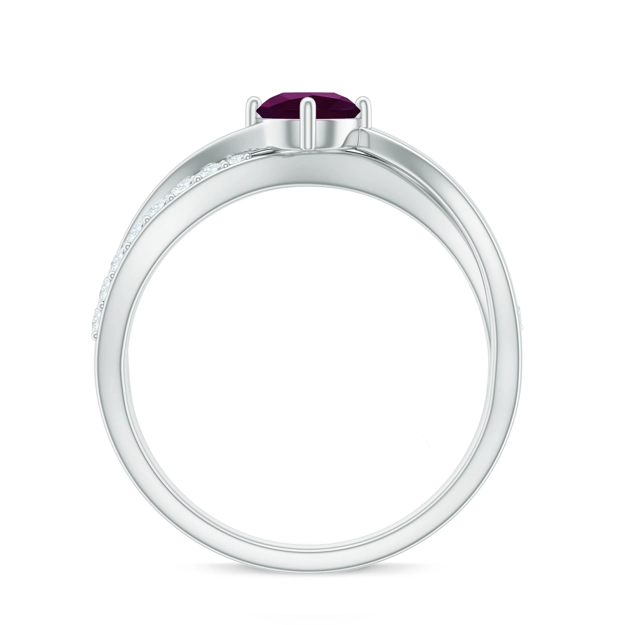 1/2 CT Rhodolite Solitaire and Diamond Infinity Ring