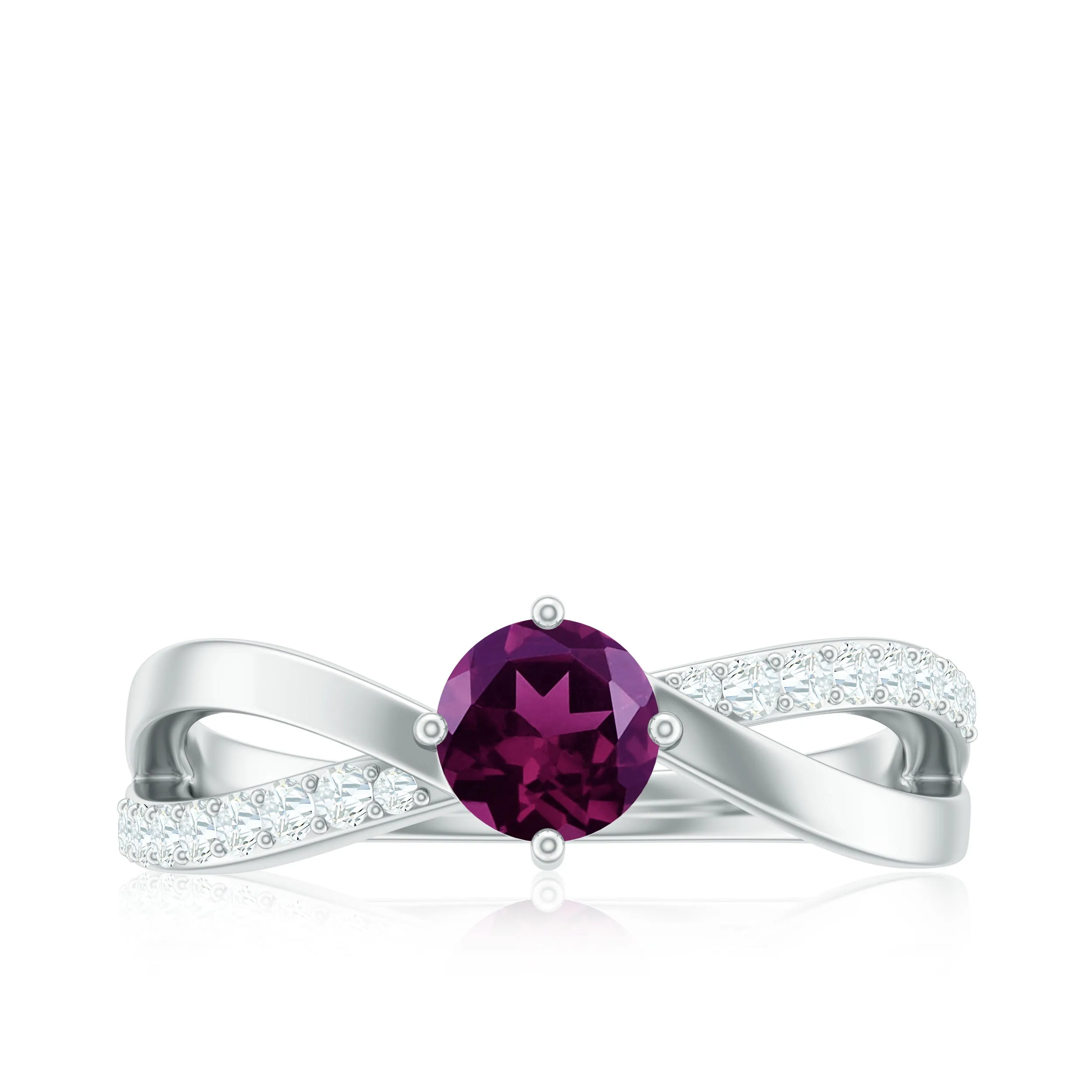 1/2 CT Rhodolite Solitaire and Diamond Infinity Ring