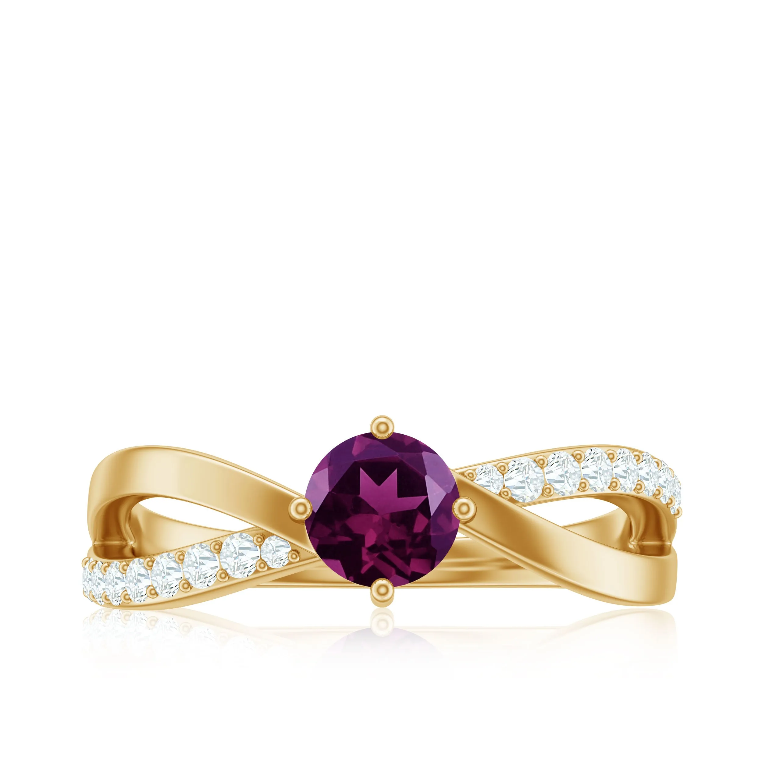 1/2 CT Rhodolite Solitaire and Diamond Infinity Ring