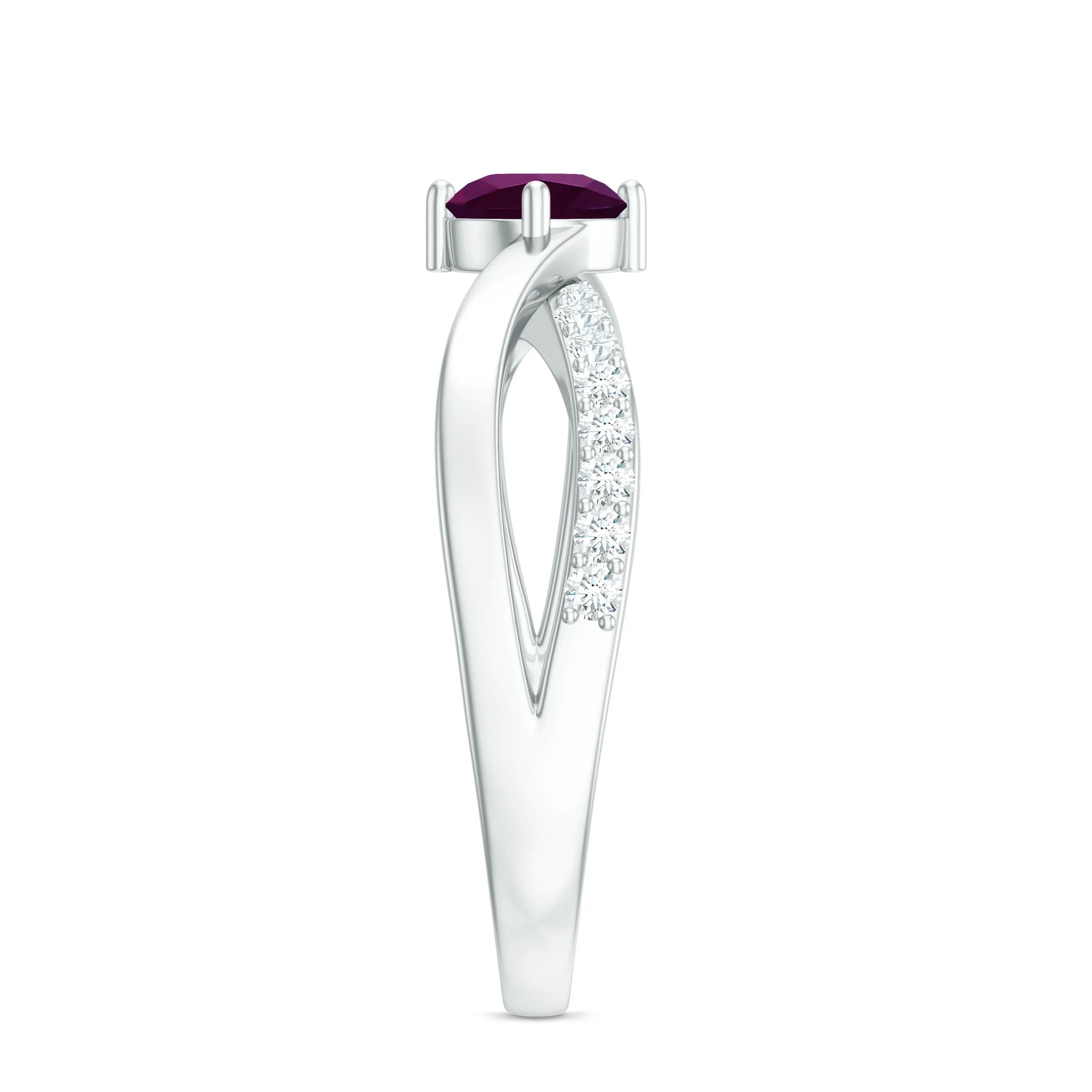 1/2 CT Rhodolite Solitaire and Diamond Infinity Ring