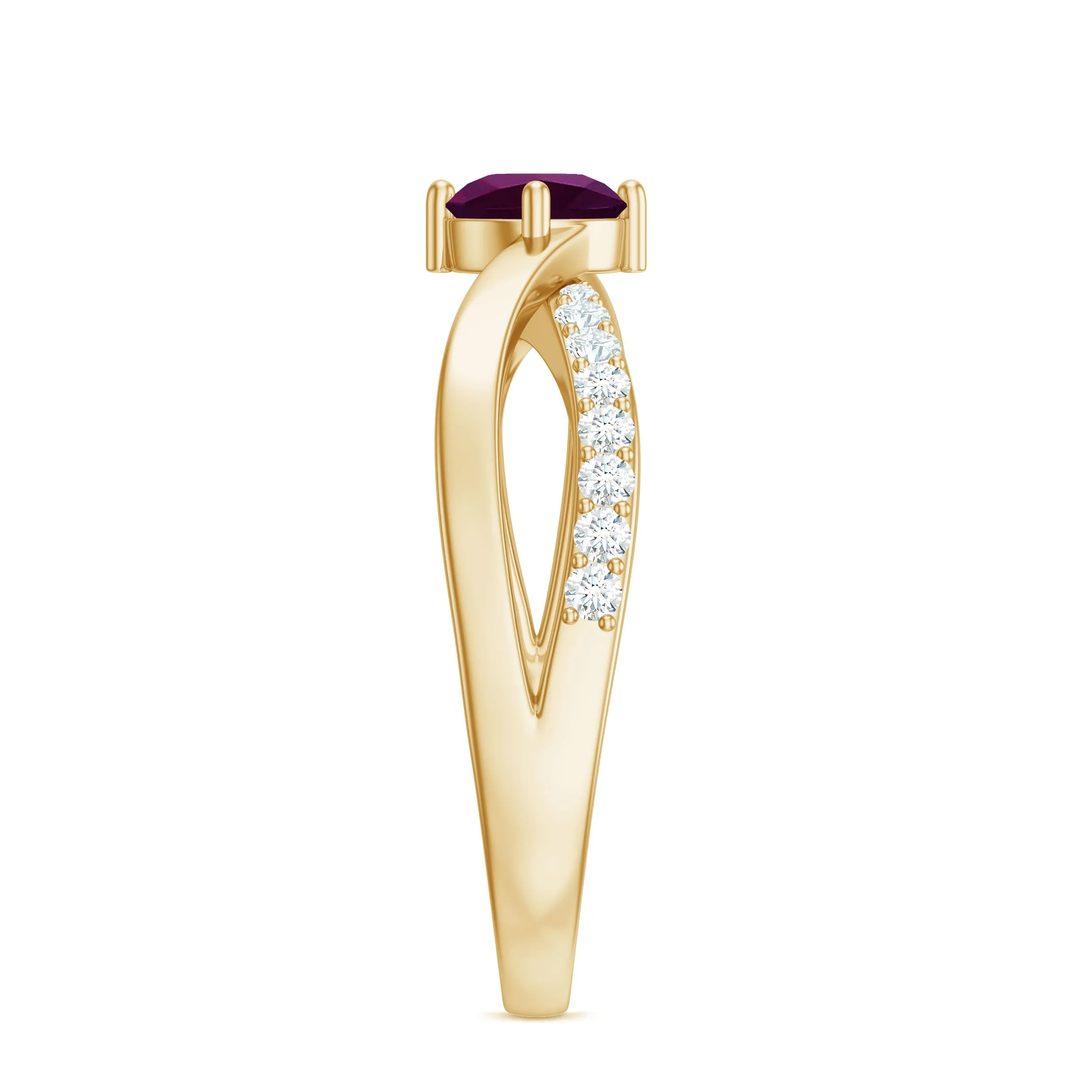 1/2 CT Rhodolite Solitaire and Diamond Infinity Ring