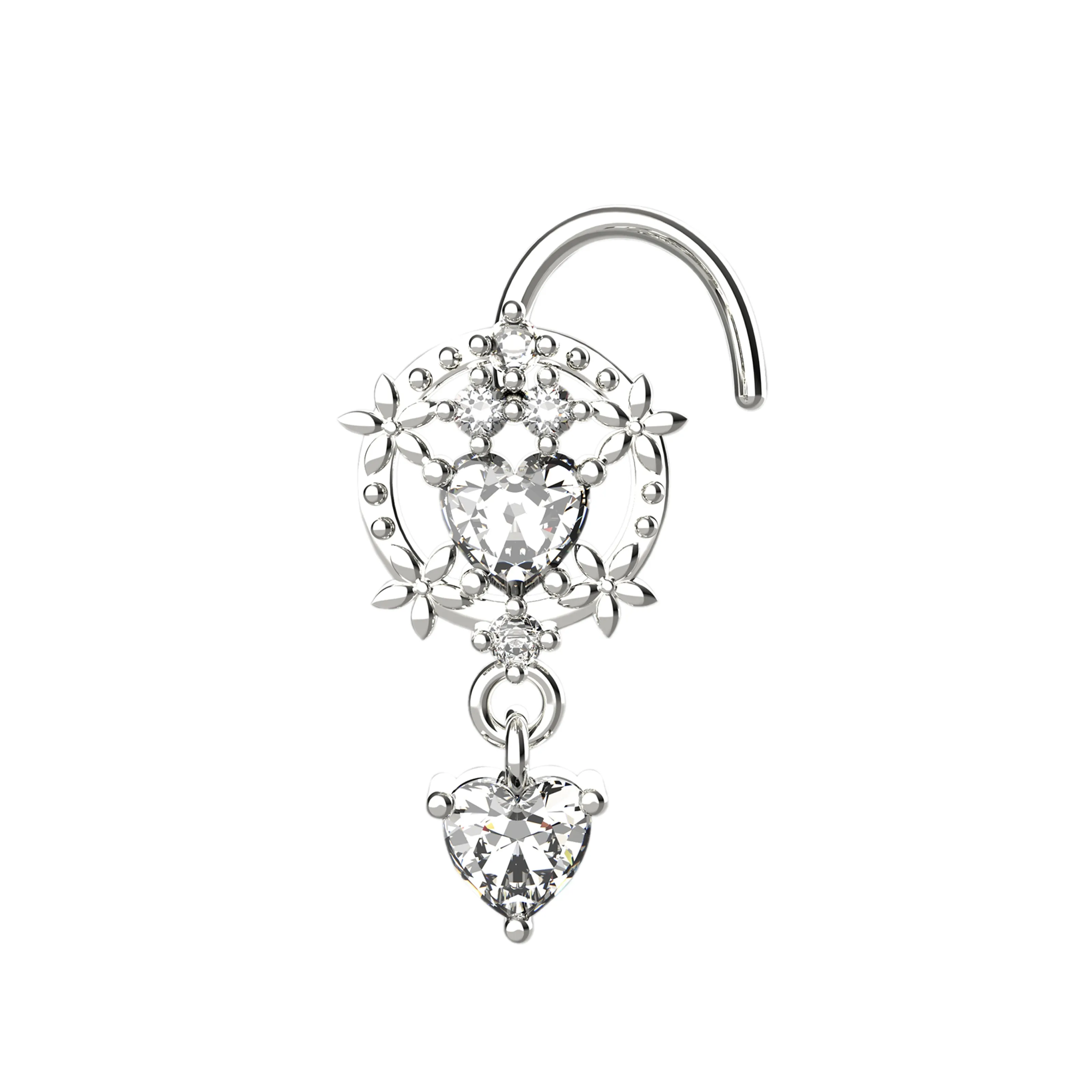 14k Gold & Silver Nose Ring Stud – Dangle Piercing Jewelry