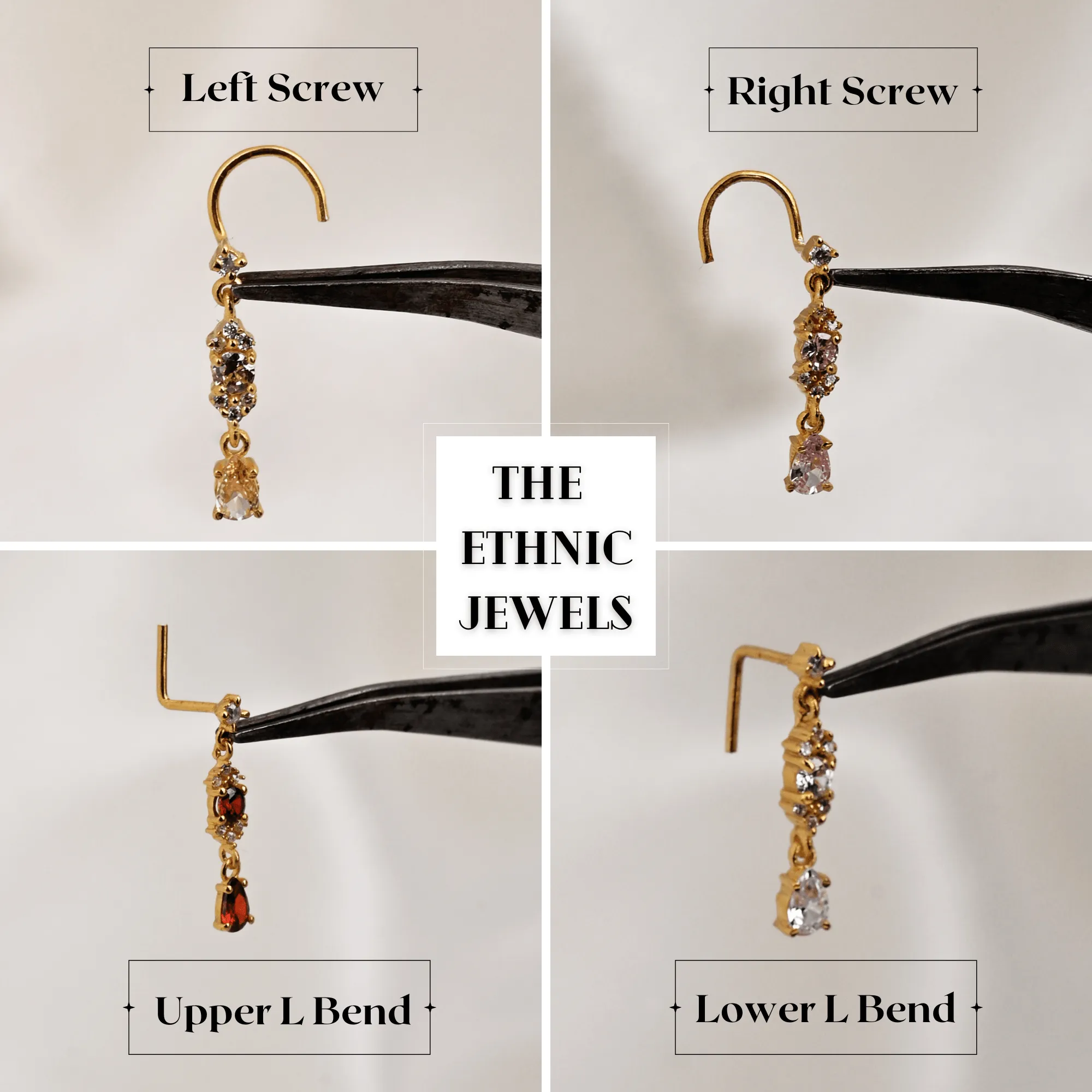 14k Gold Chain Dangle Nose Stud – Elegant Nose Piercing Jewelry
