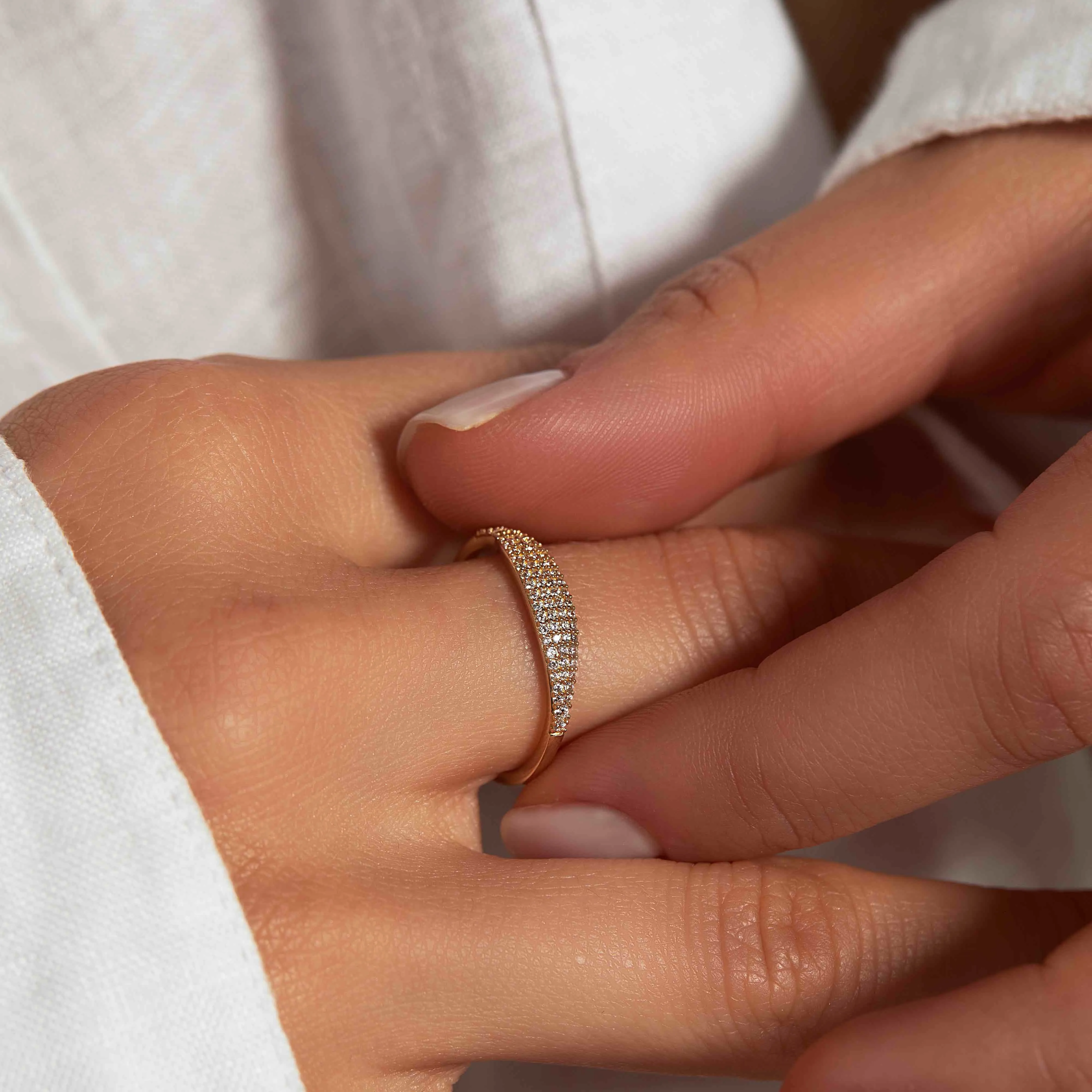 14k Solid Gold Diamond Micro Pavé Signet Ring