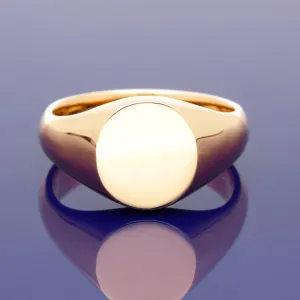 18ct Rose Gold Medium Oval 12 x 11mm Solid Signet Ring - Gold Arts Designed Signet Range