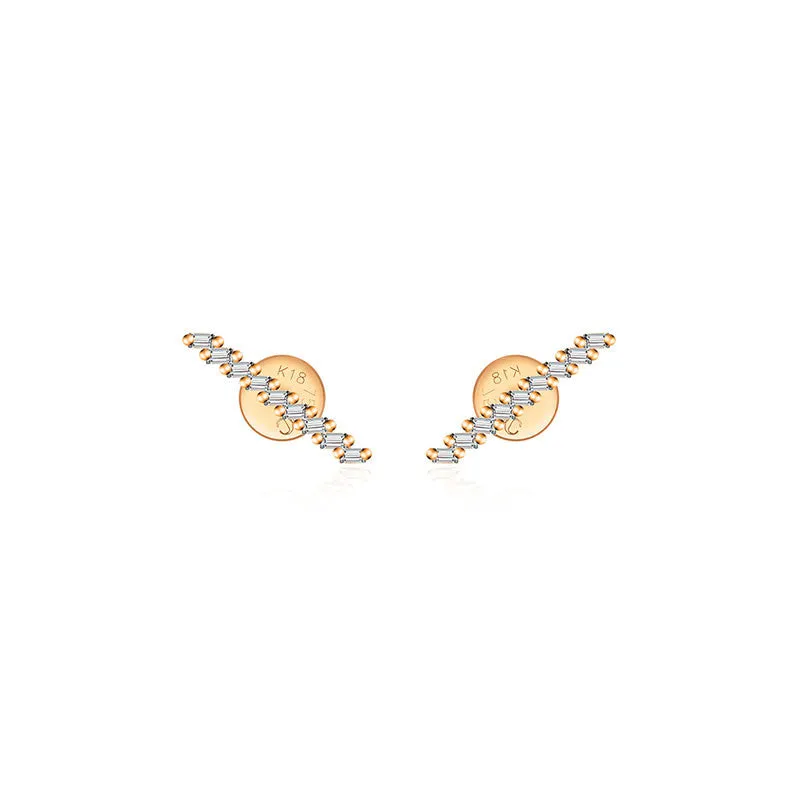18k Gold Slash Line Diamond Earring