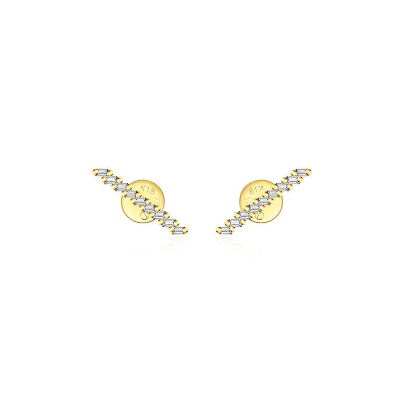 18k Gold Slash Line Diamond Earring