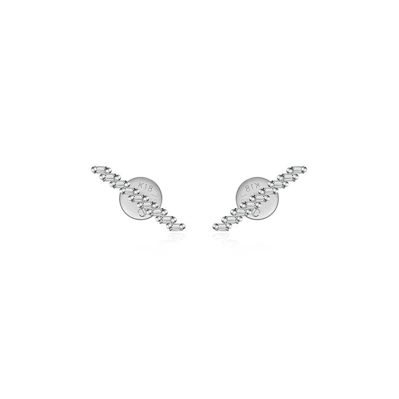 18k Gold Slash Line Diamond Earring