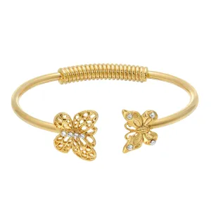 1928 Jewelry&reg; Gold-Tone And Crystal Accent Butterfly Spring-Hinge Cuff Bracelet