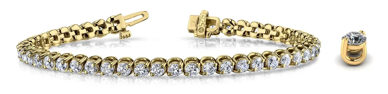 2 Prong Brilliant Round Lab-Grown Diamond Tennis Bracelet with 9.24 ct.(finished) 4.2mm
