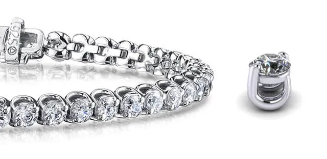 2 Prong Brilliant Round Lab-Grown Diamond Tennis Bracelet with 9.24 ct.(finished) 4.2mm