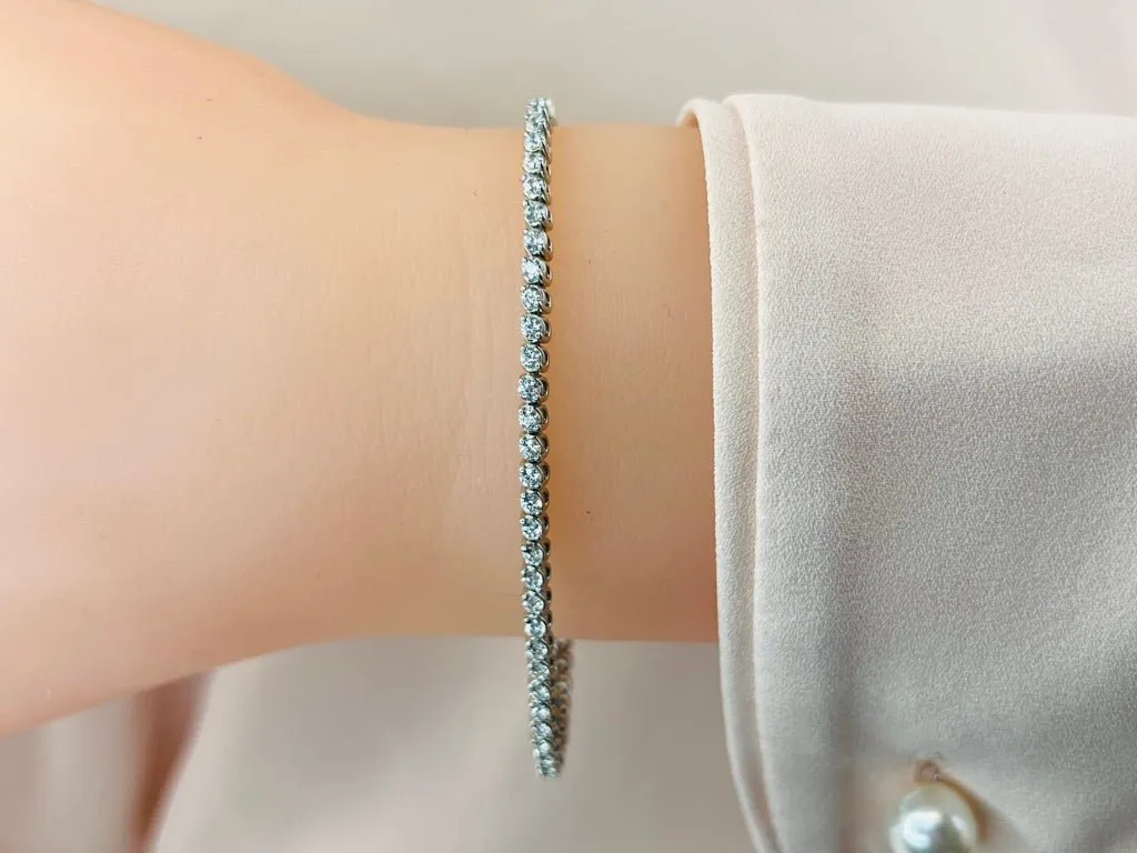 2 Prong Brilliant Round Lab-Grown Diamond Tennis Bracelet with 9.24 ct.(finished) 4.2mm
