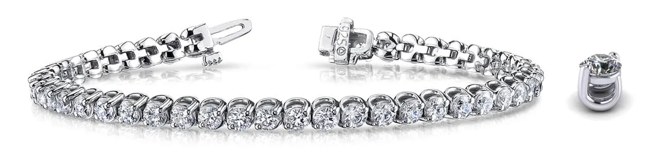 2 Prong Brilliant Round Lab-Grown Diamond Tennis Bracelet with 9.24 ct.(finished) 4.2mm