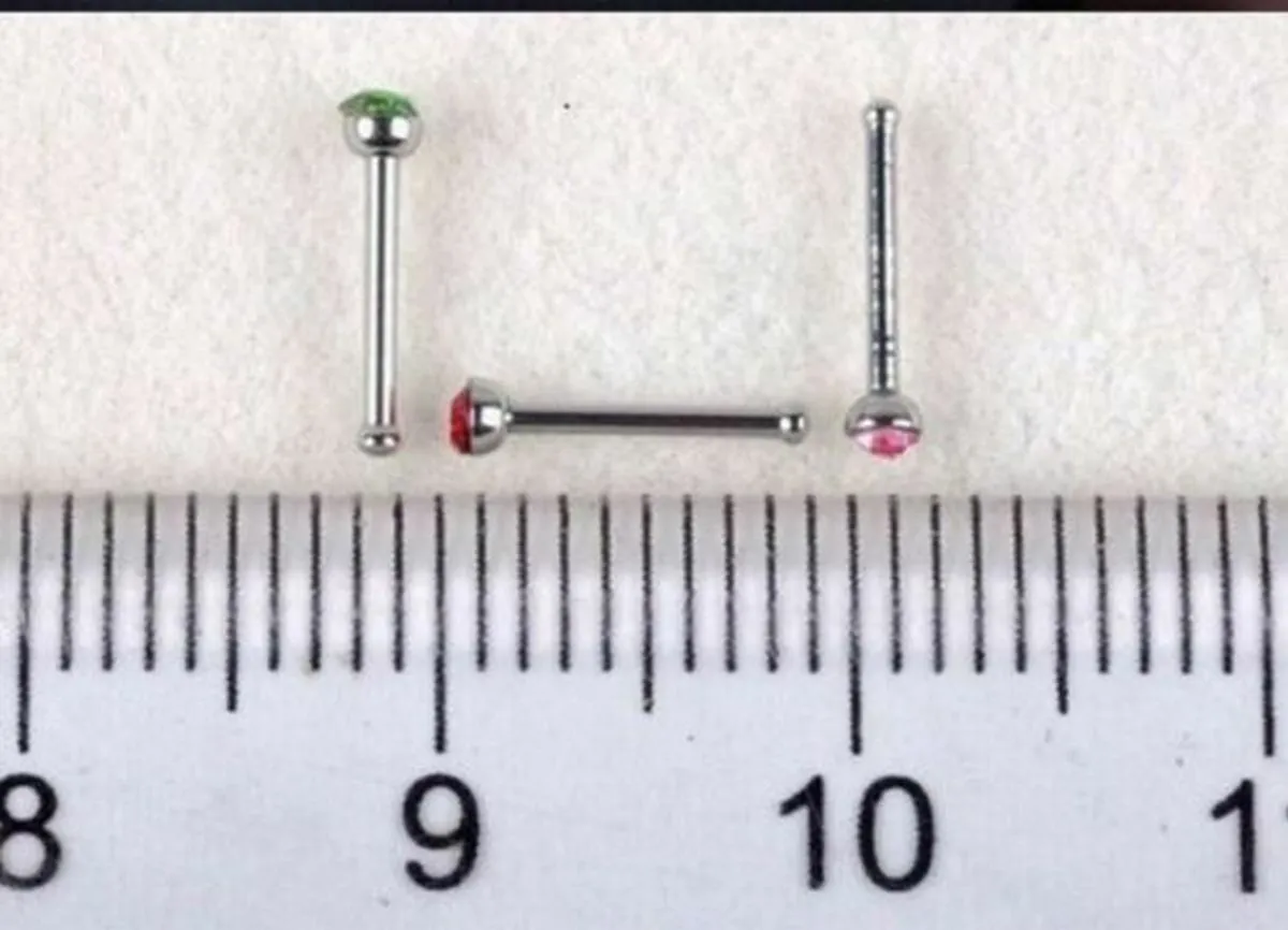 24 Multicolor Crystal Rhinestone Nose Studs Body Rings Bars Stainless Steel