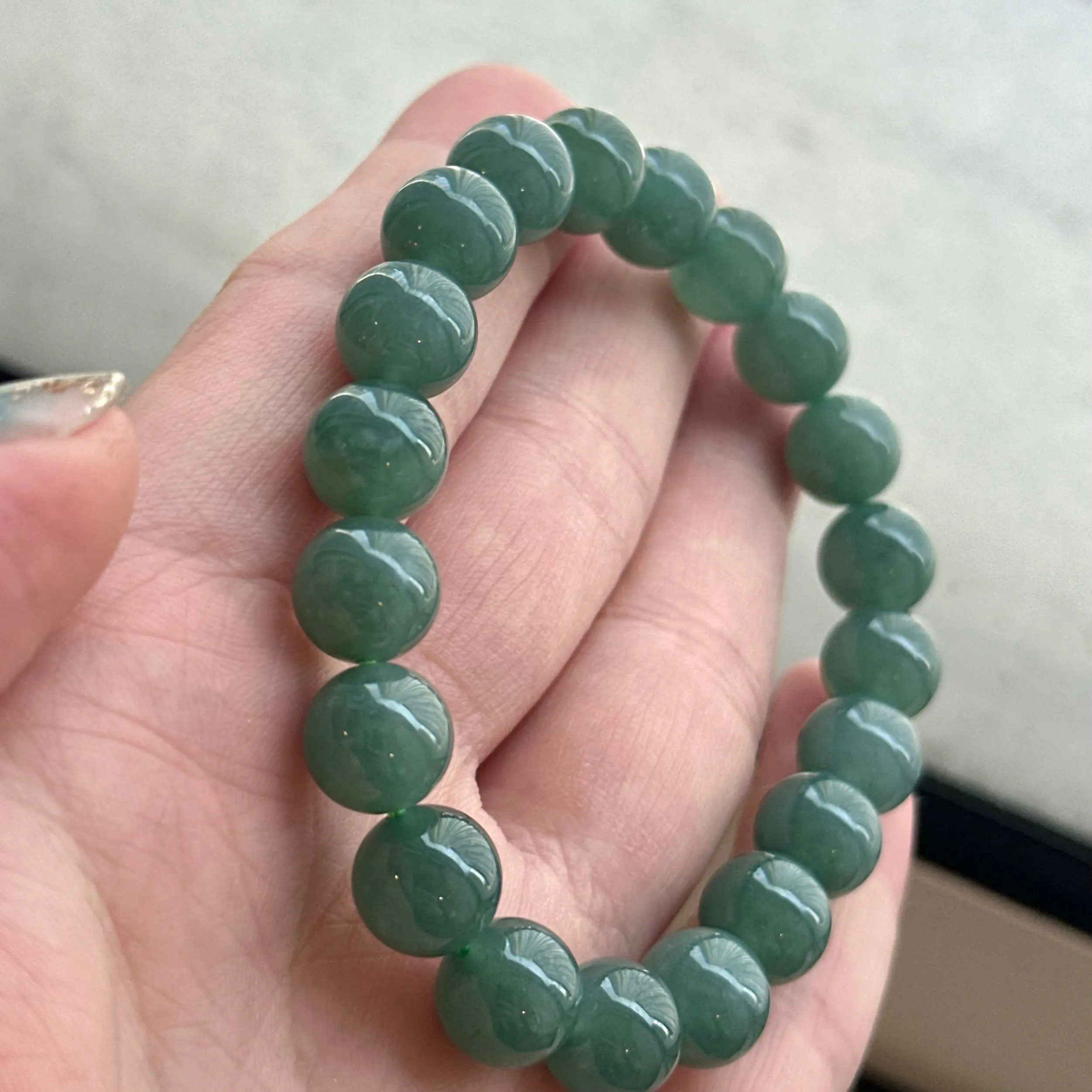 30386 Translucent and Jelly-like Blue Burmese Type A Jade Beaded Bracelet