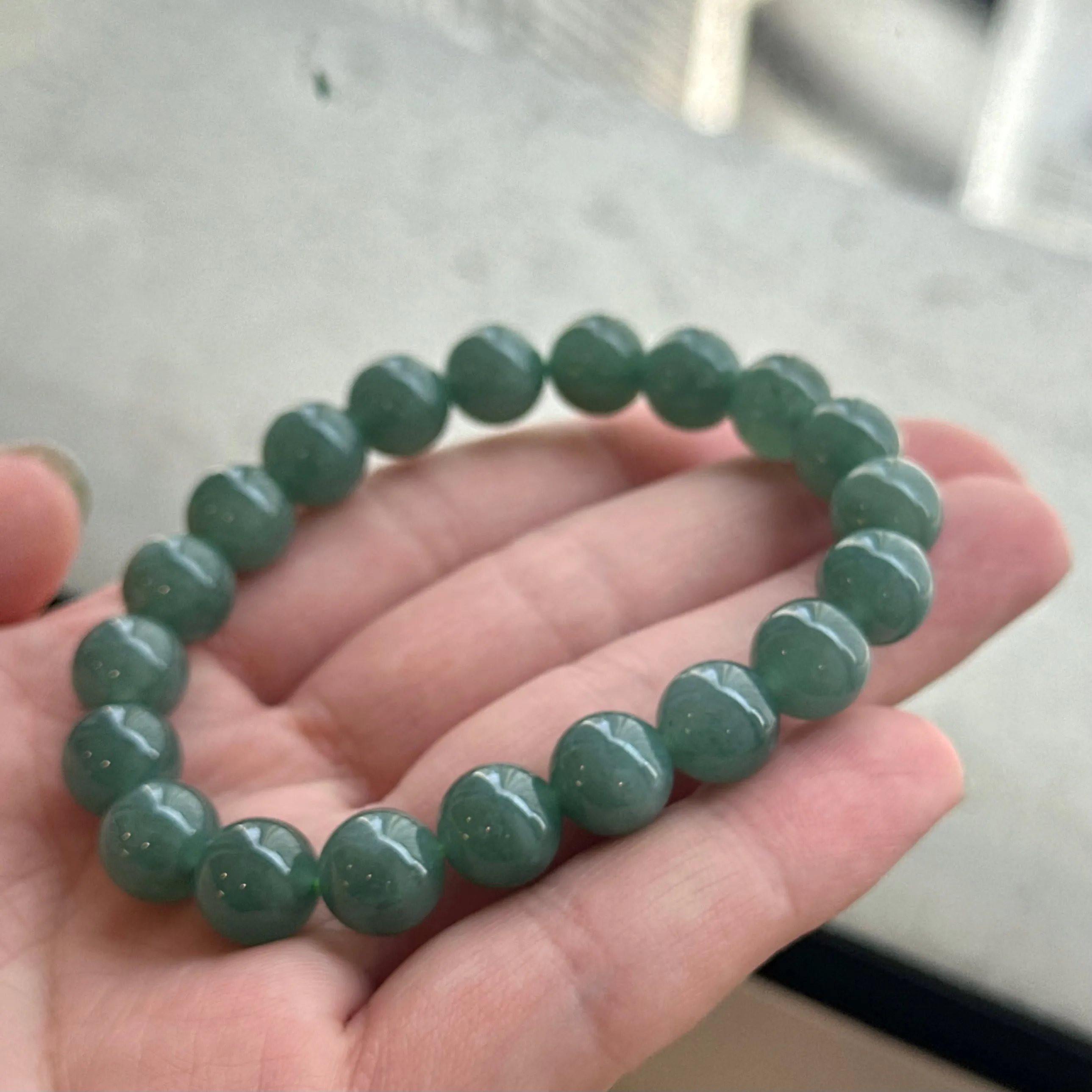 30386 Translucent and Jelly-like Blue Burmese Type A Jade Beaded Bracelet