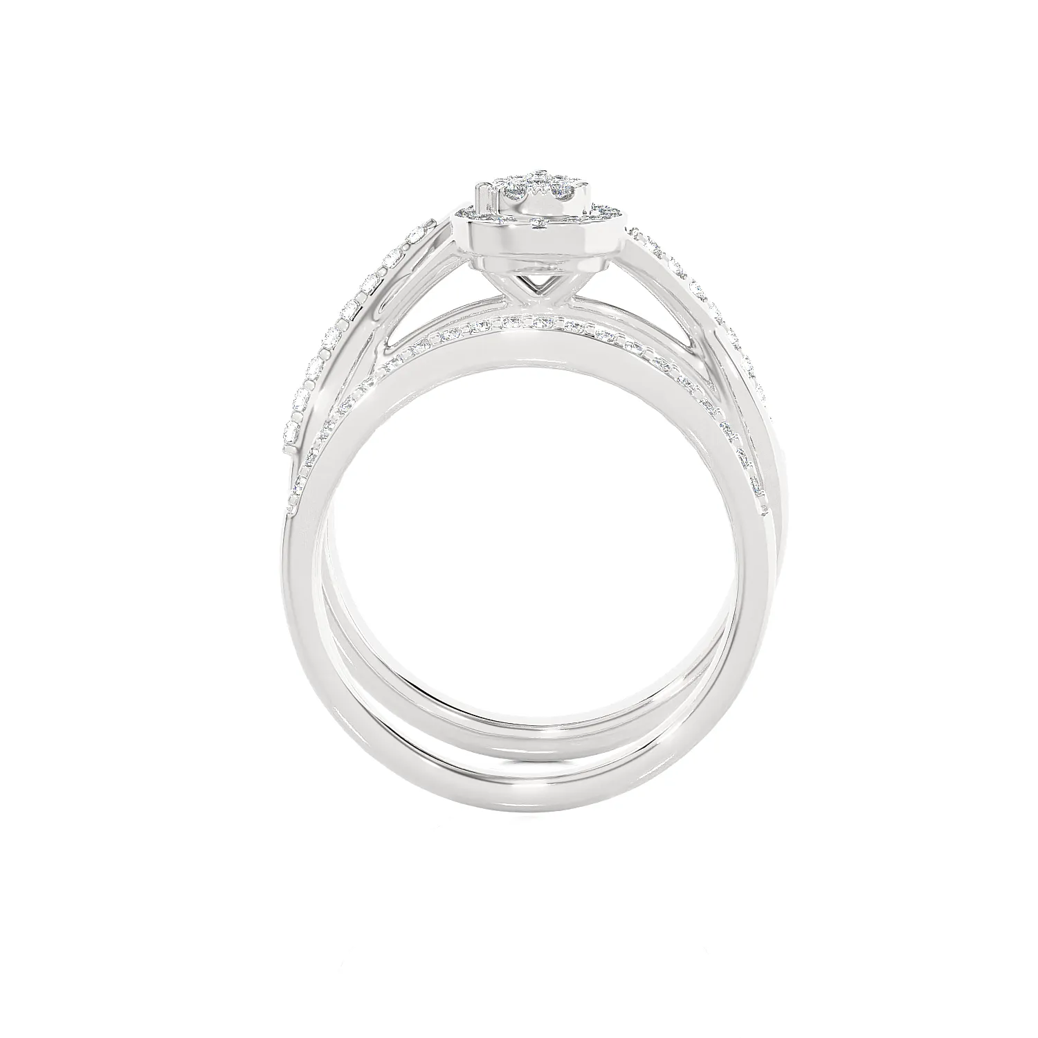 3/8 ctw Round Lab Grown Diamond Halo Bridal Set Ring