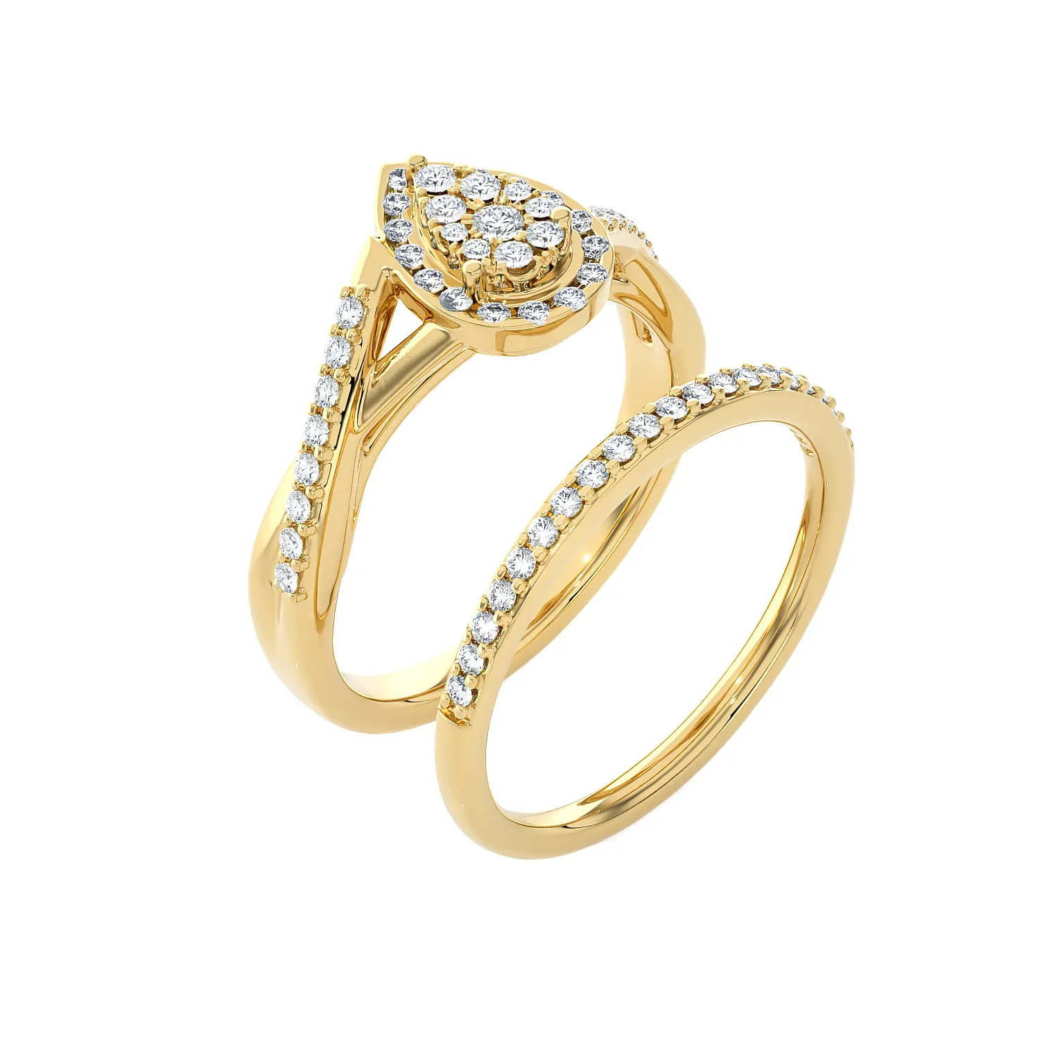 3/8 ctw Round Lab Grown Diamond Halo Bridal Set Ring