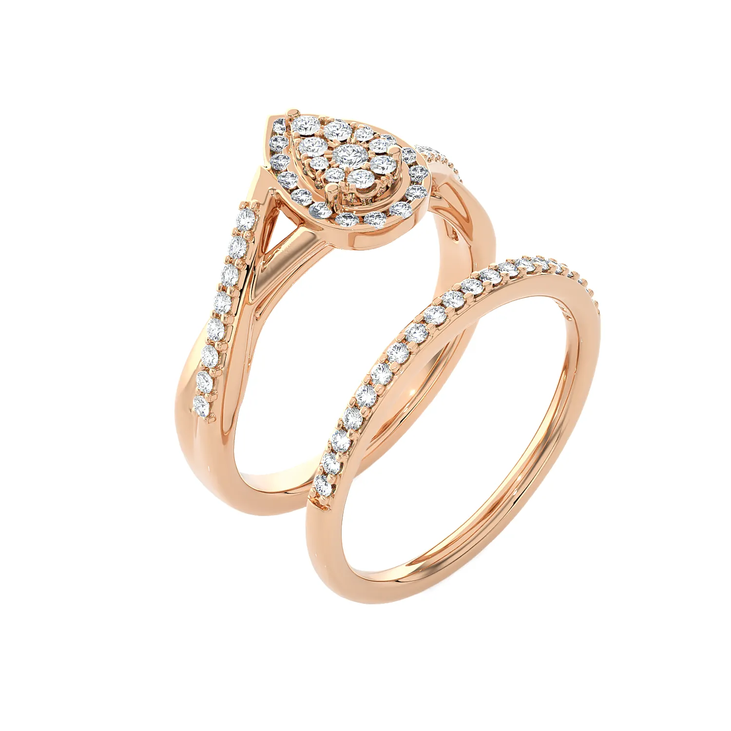 3/8 ctw Round Lab Grown Diamond Halo Bridal Set Ring