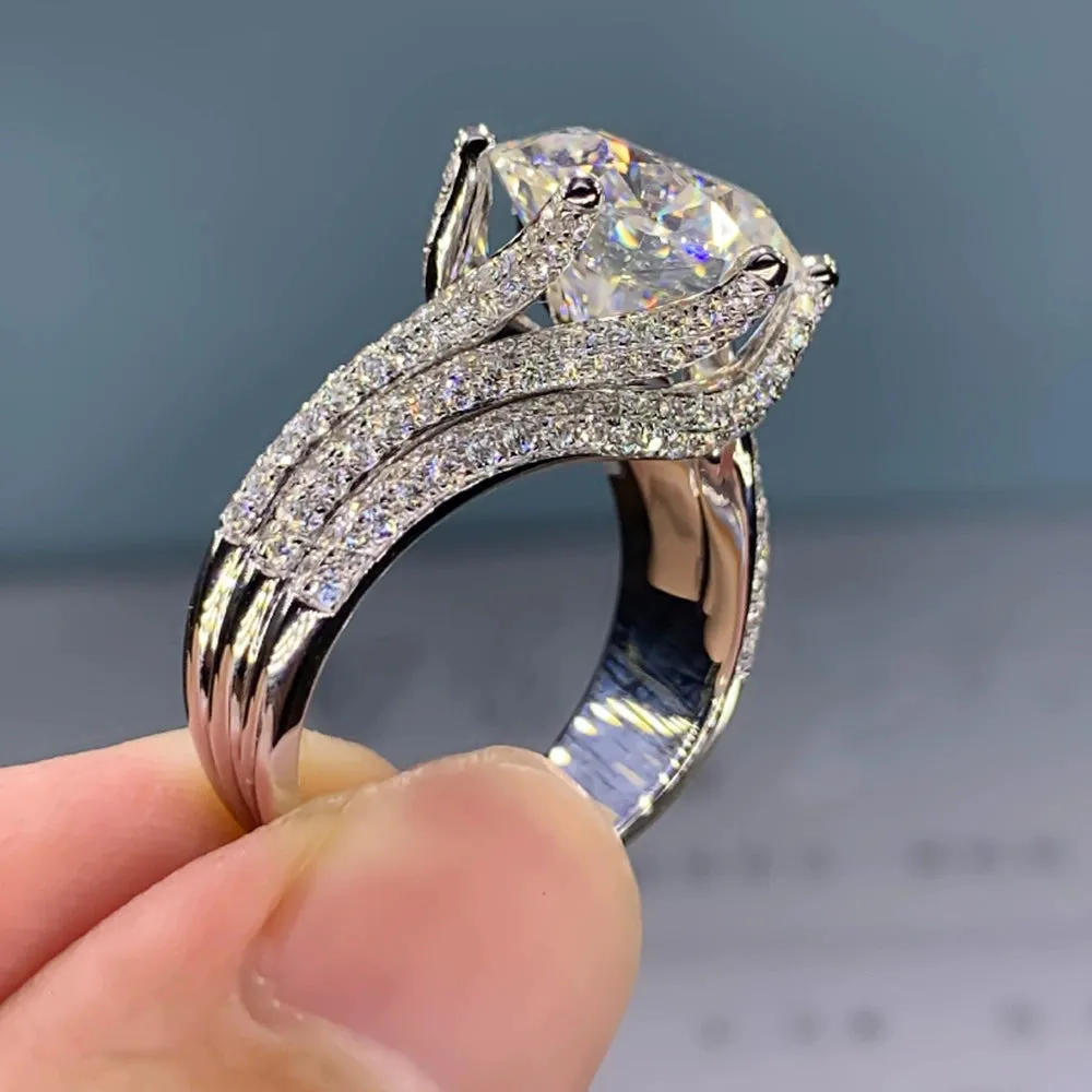 5 Karat Luxurious Cluster Moissanite Engagement Ring