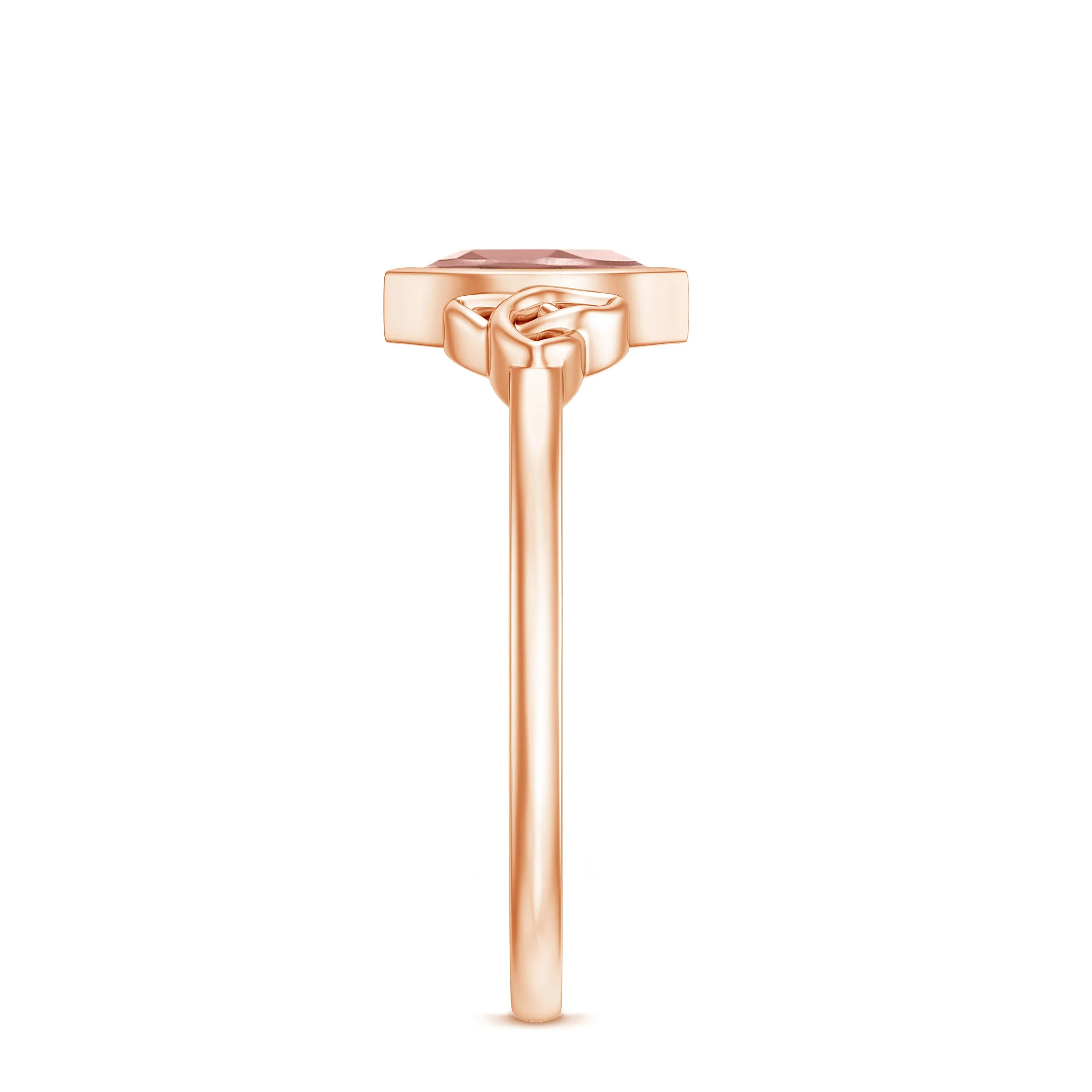 7X3.5 MM Marquise Cut Morganite Solitaire Celtic Ring in Bezel Setting