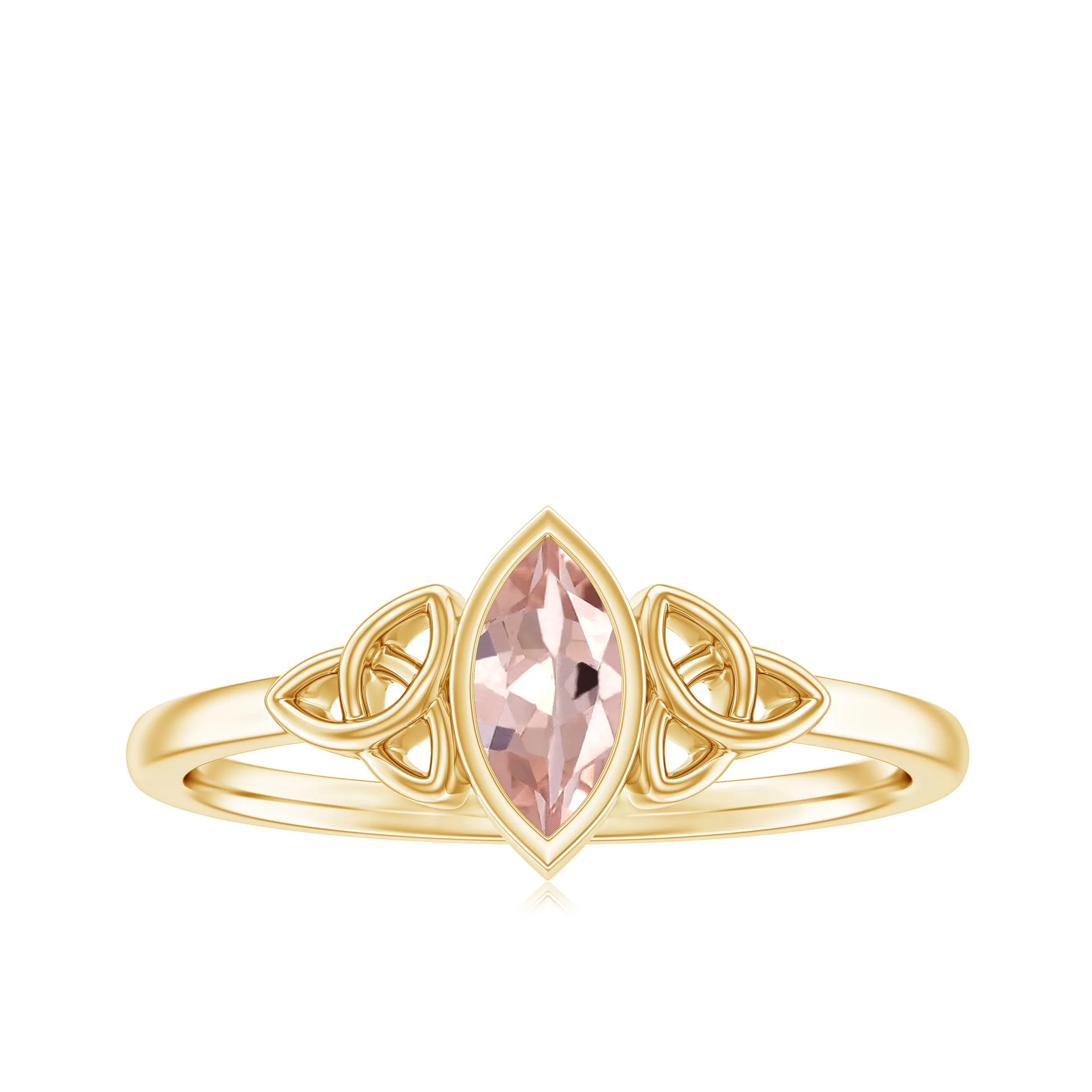 7X3.5 MM Marquise Cut Morganite Solitaire Celtic Ring in Bezel Setting