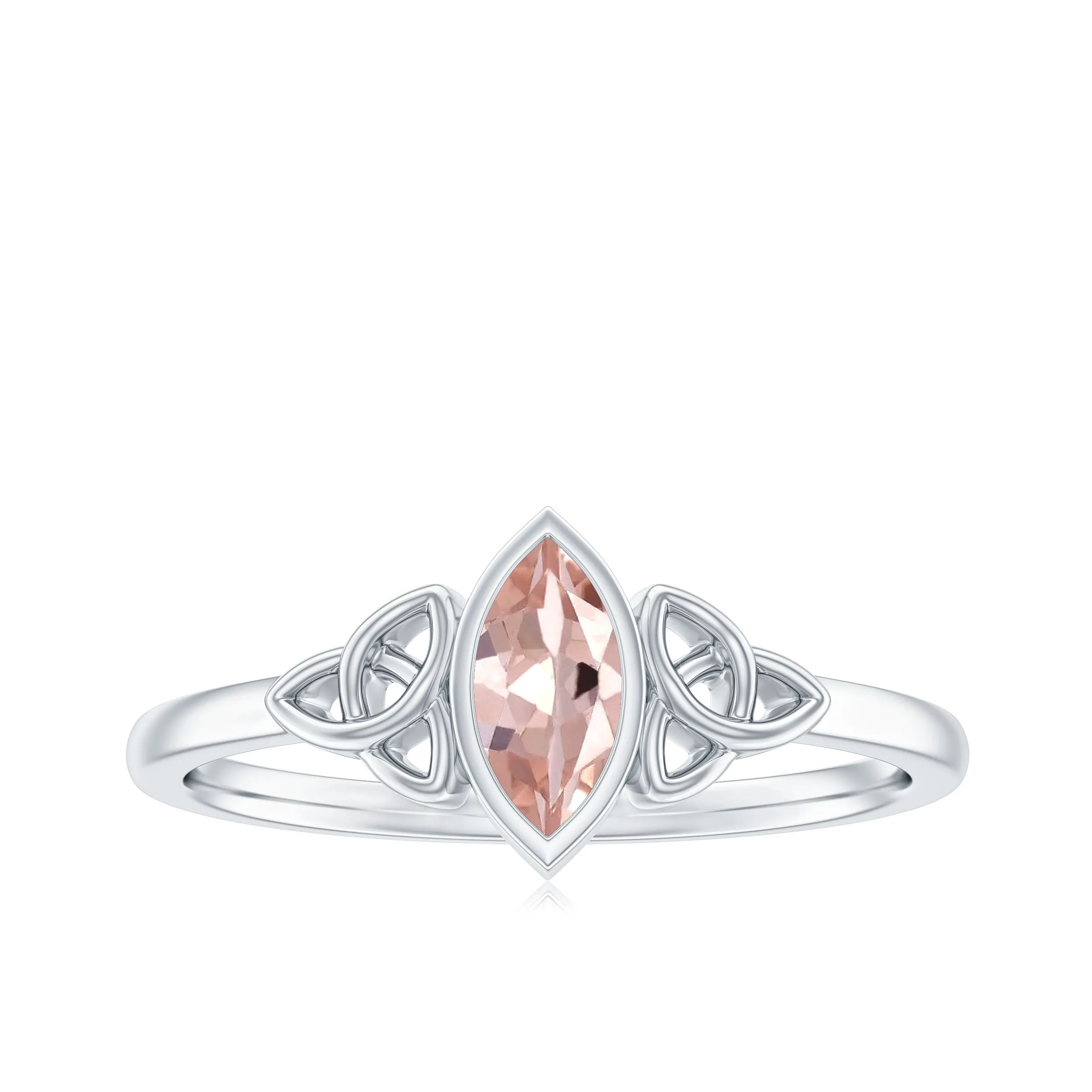 7X3.5 MM Marquise Cut Morganite Solitaire Celtic Ring in Bezel Setting