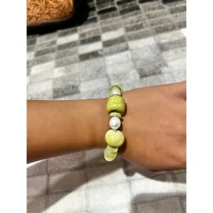 Agate and Jade bracelet with fresh water pearls #ajf