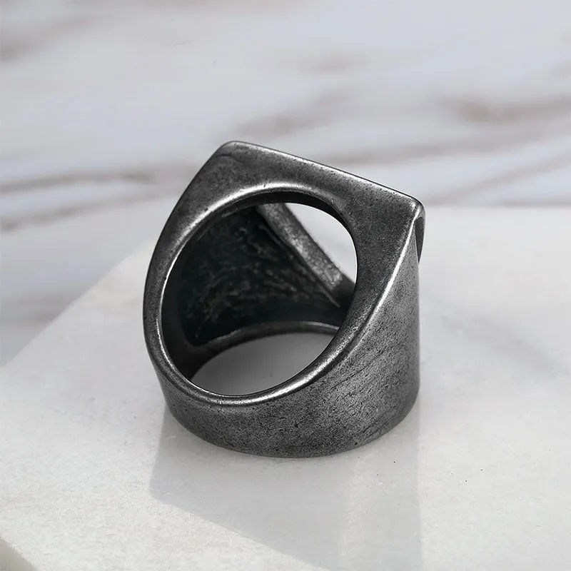 AGED TRIANGLE BAND SIGNET RING
