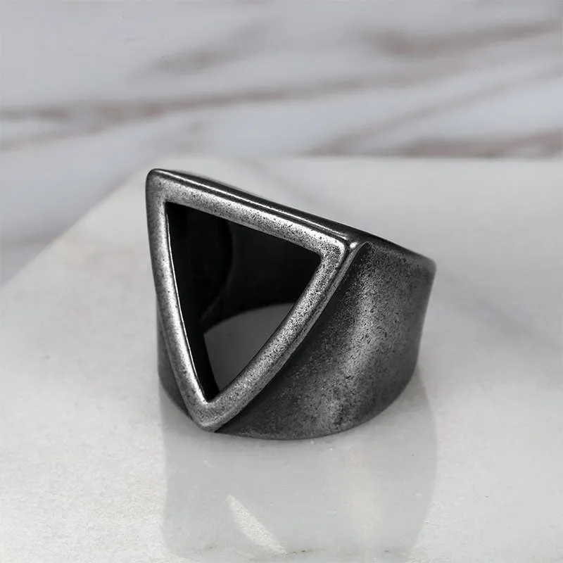 AGED TRIANGLE BAND SIGNET RING