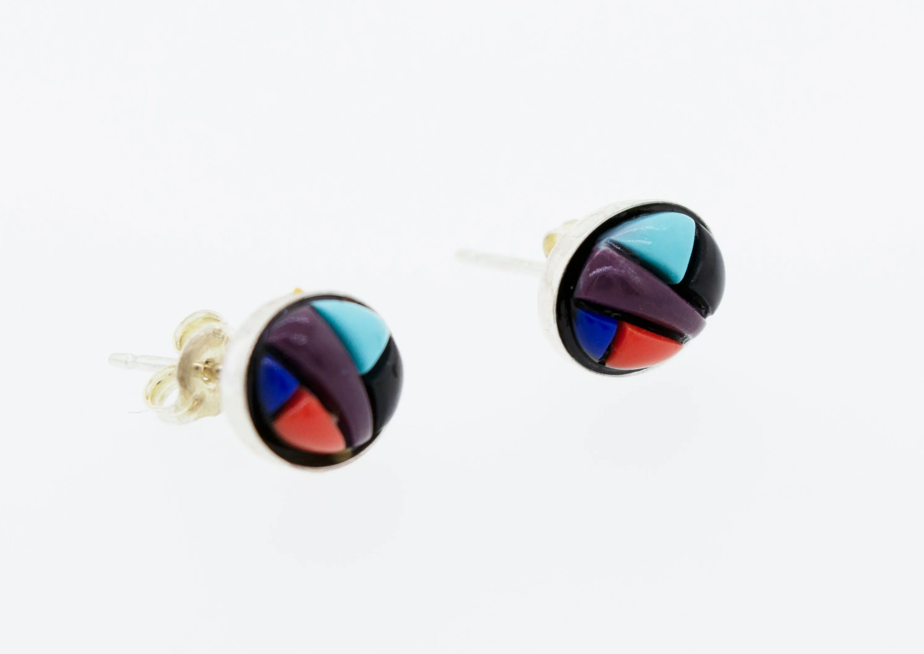 American Made Multi-Stone Oval Shape Stud Earrings