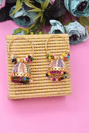 Bali Jhumka: Festive Multicolored Wedding Party Earrings