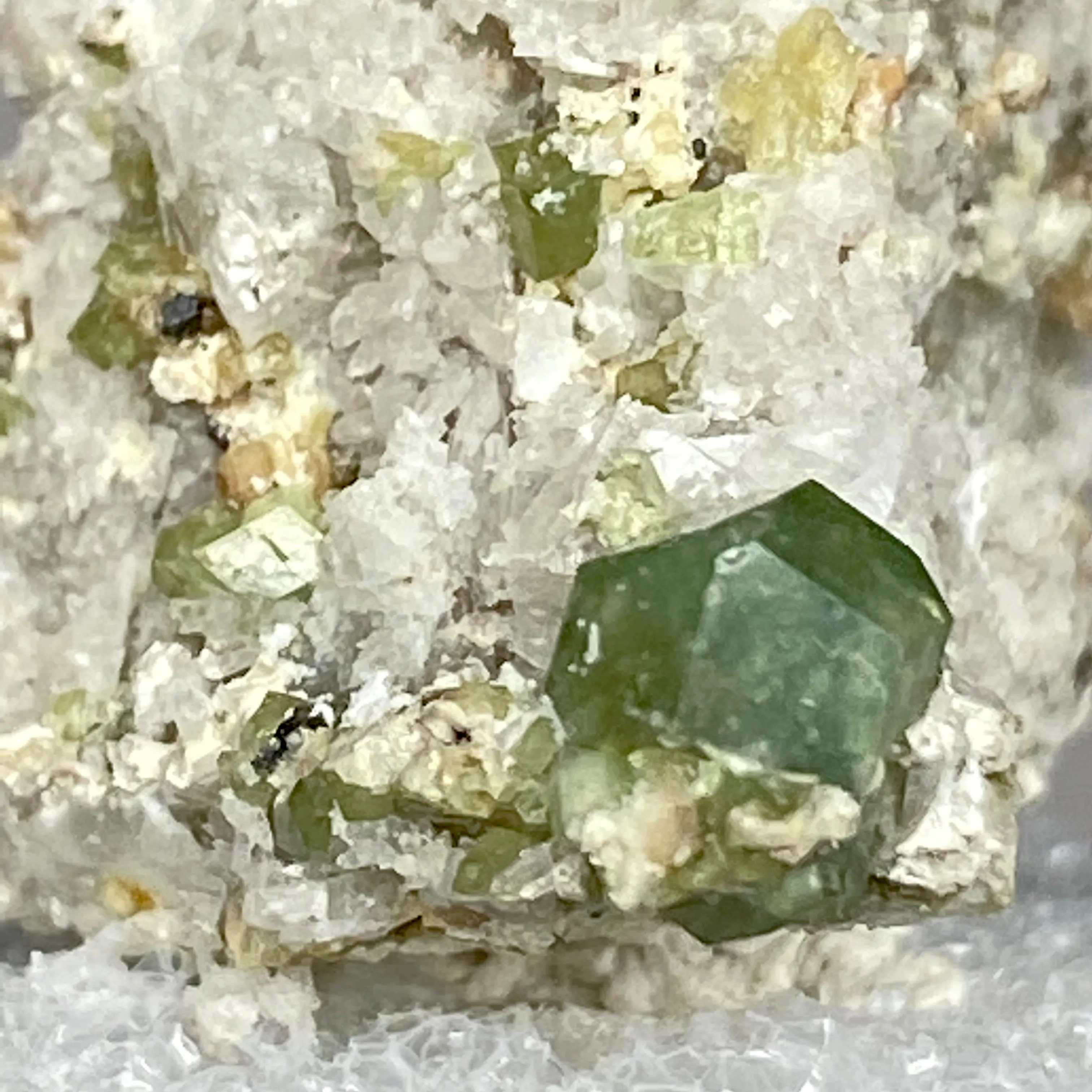 Beautiful Demantoid Garnet with Feldspar from Tubussis, Namibia