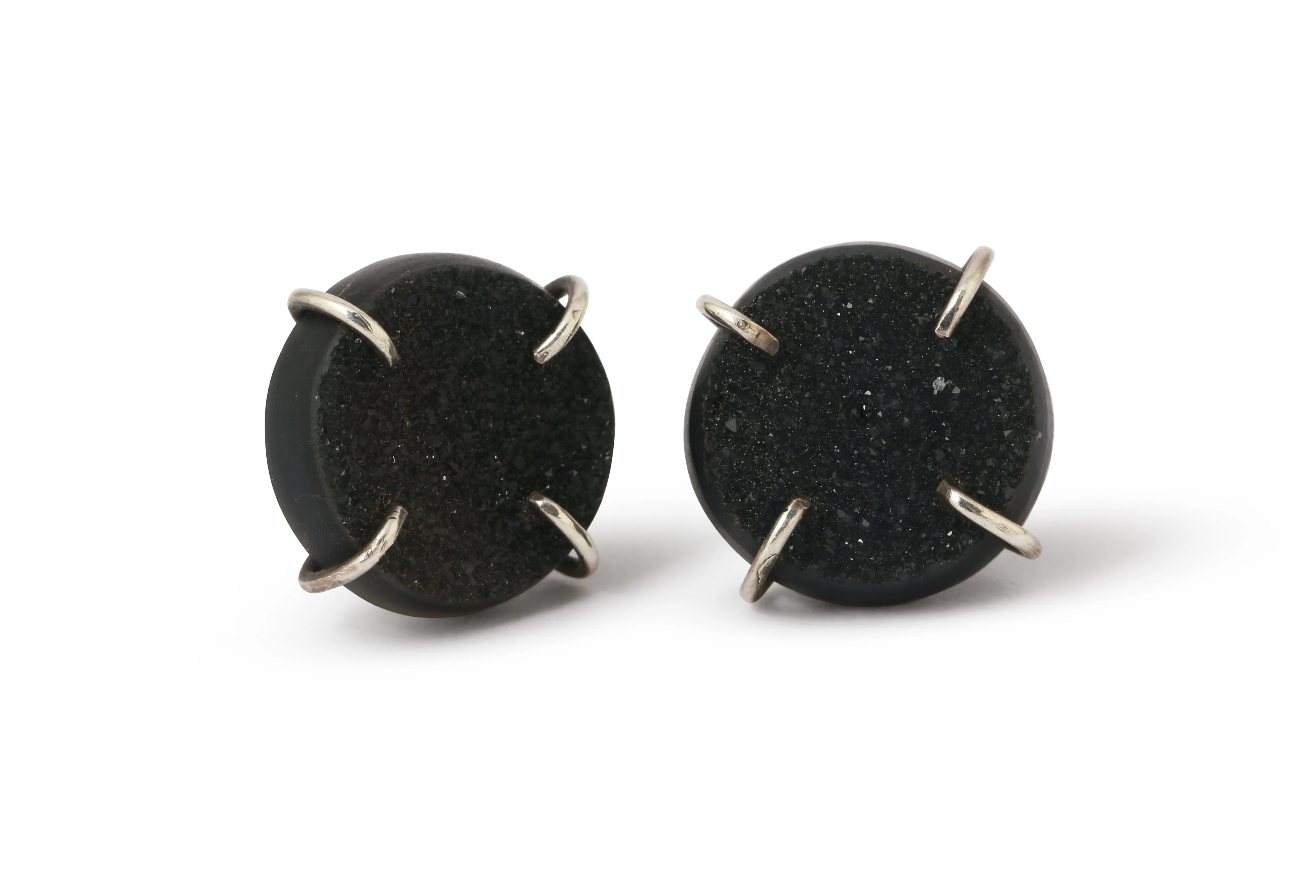 Black Druzy Agate Studs