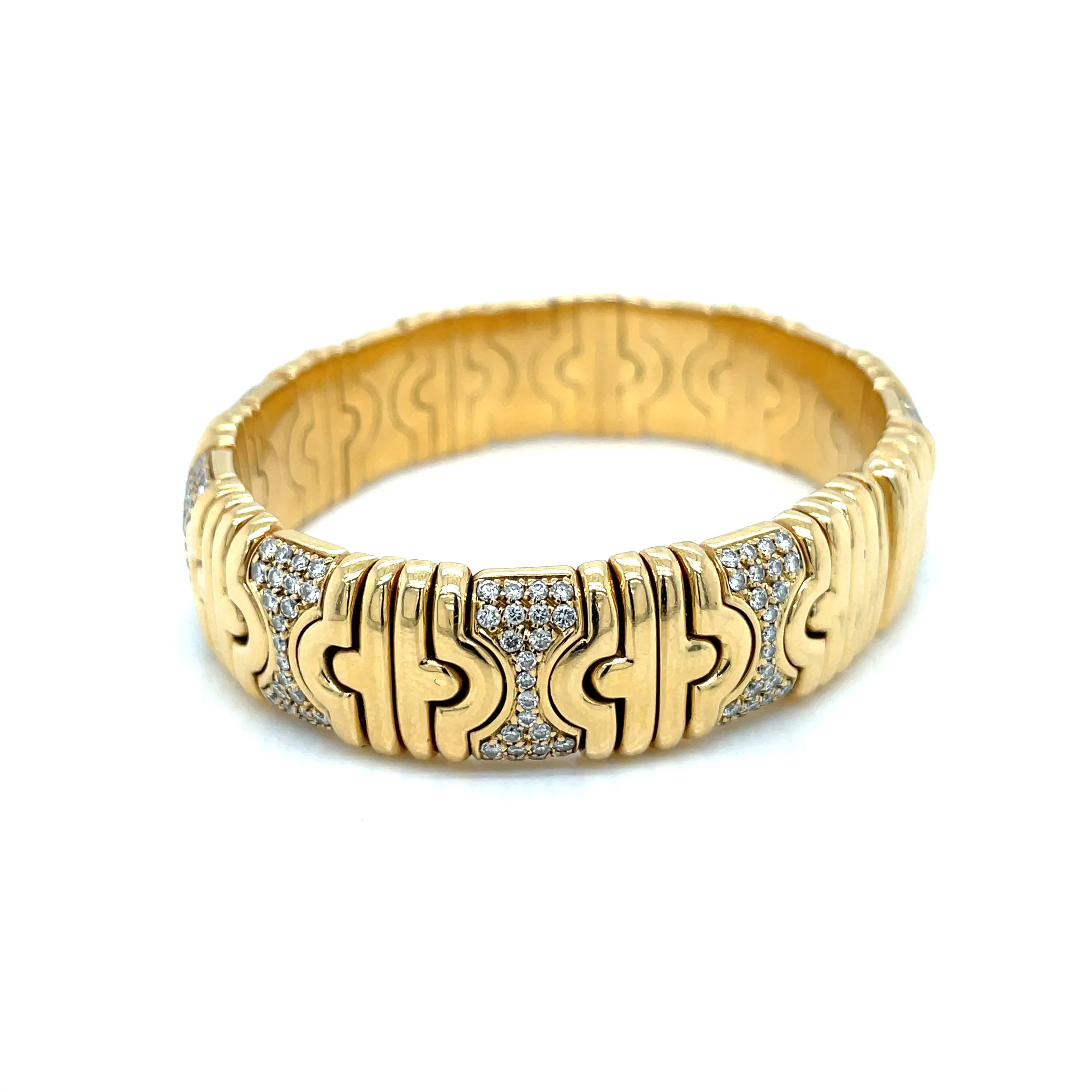 Bulgari Parentesi Diamond Gold Cuff Bangle
