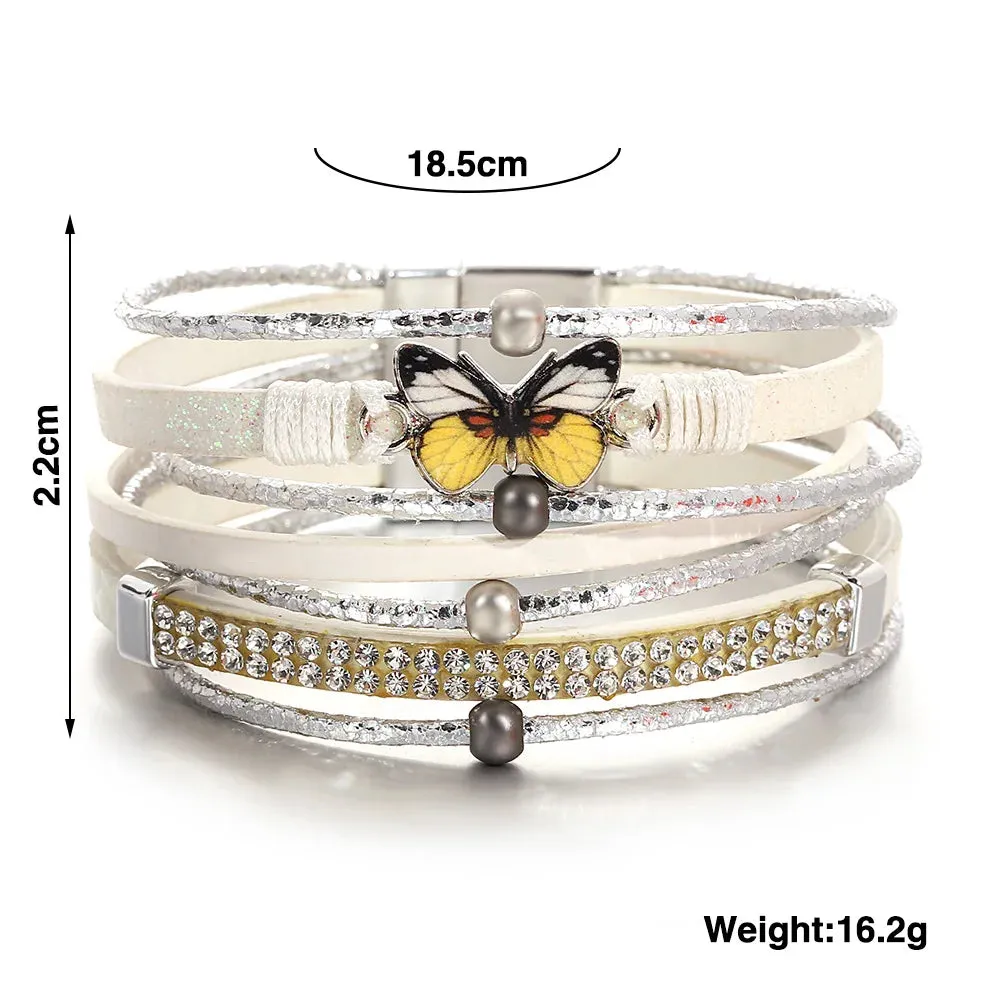 'Butterfly' Charm Cuff Bracelet - pink