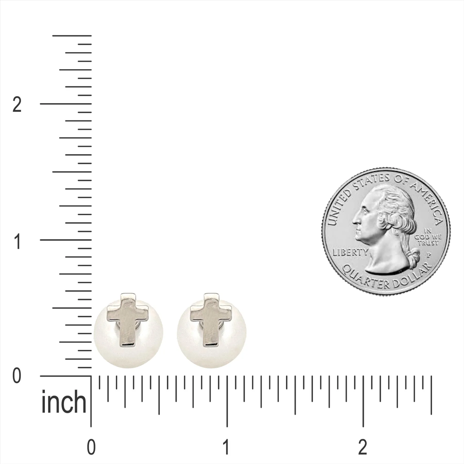 Classic Cross Charm Pearl Double-Sided Design Fashion Stud Earrings