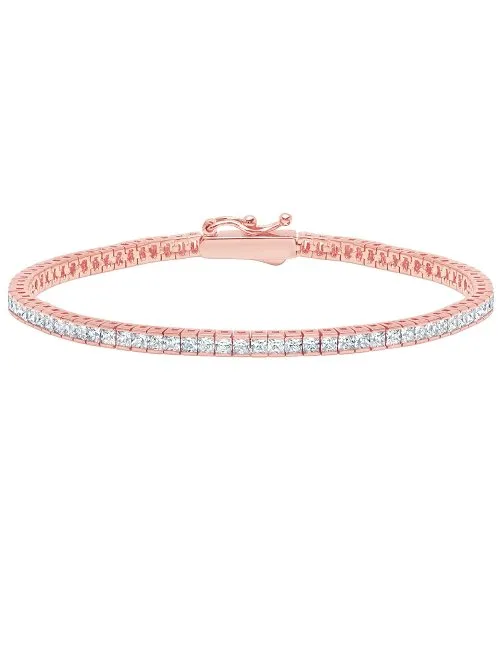 Classic Small Princess Tennis Bracelet Finished in 18kt Rose Gold