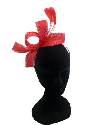 Coral Loop Feather Fascinator