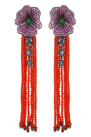 Coral Sapphire Strand Earrings
