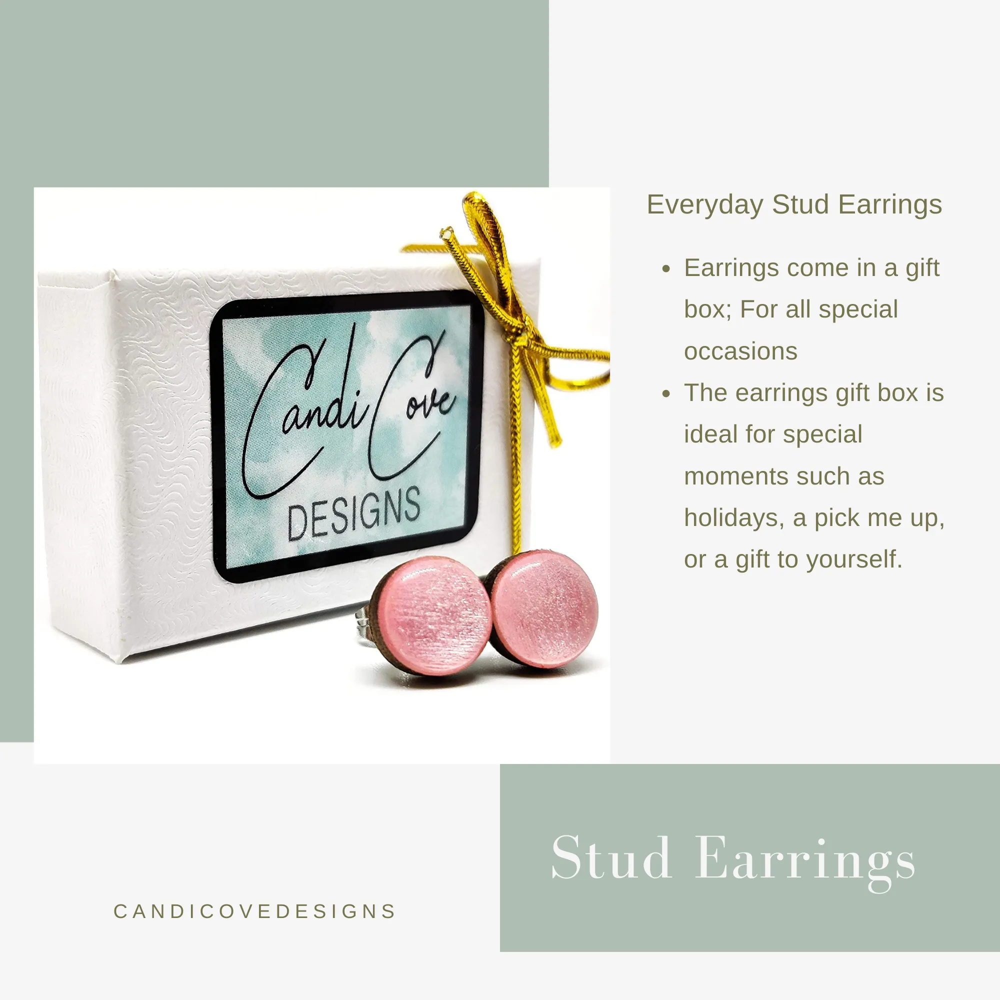 Coral Stud Earrings by Candi Cove Designs