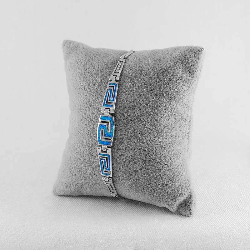 Crushed Opal Greek Meander Wave Bracelet