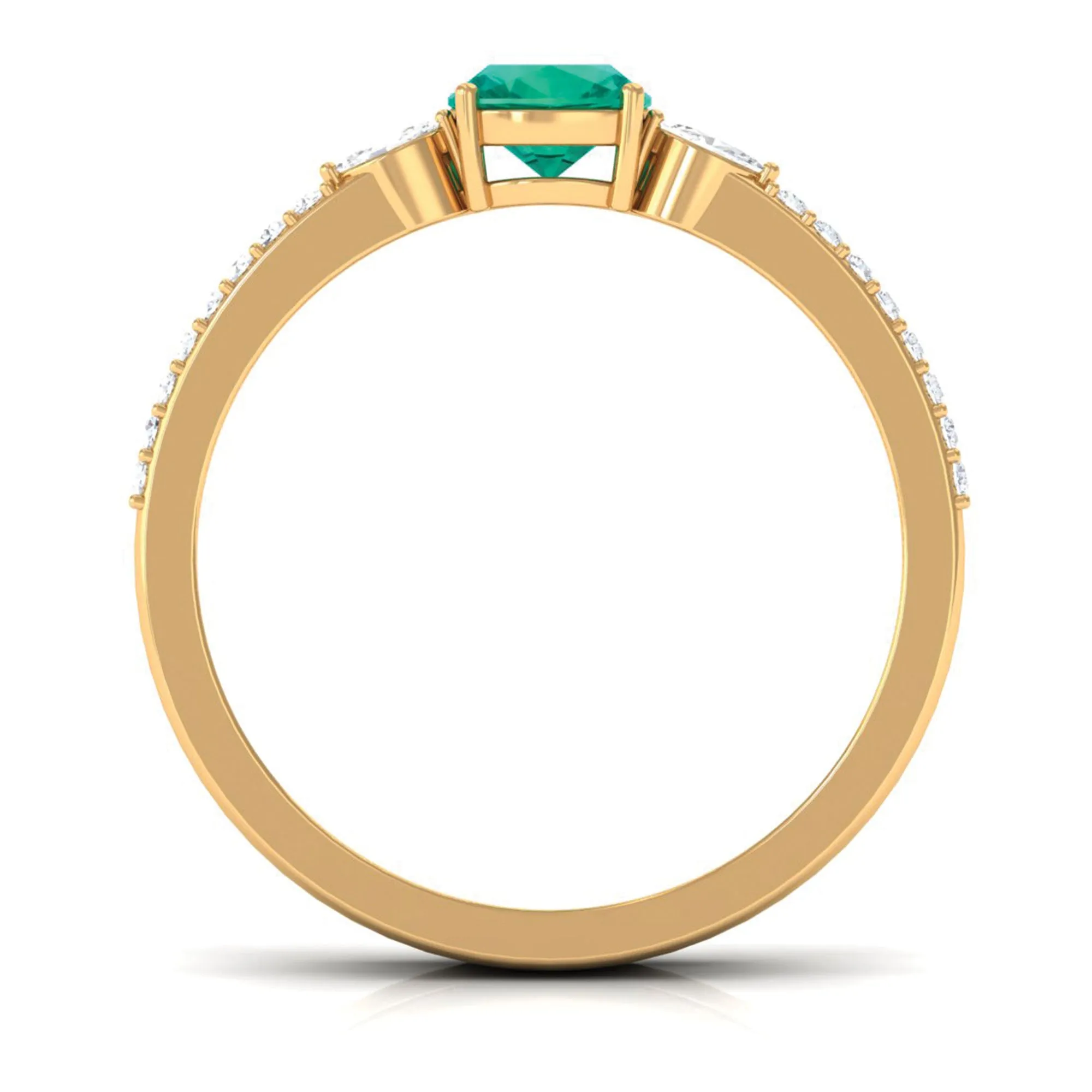 Cushion shape Emerald and Diamond Anniversary Double Band Ring