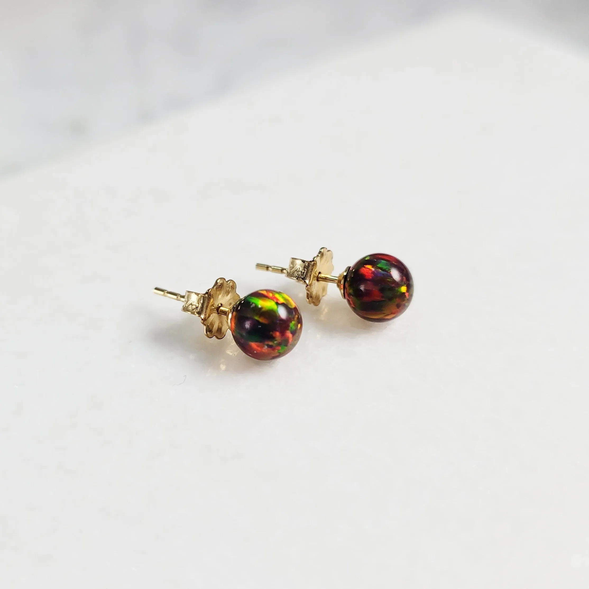 Dainty Red Fire Opal Studs