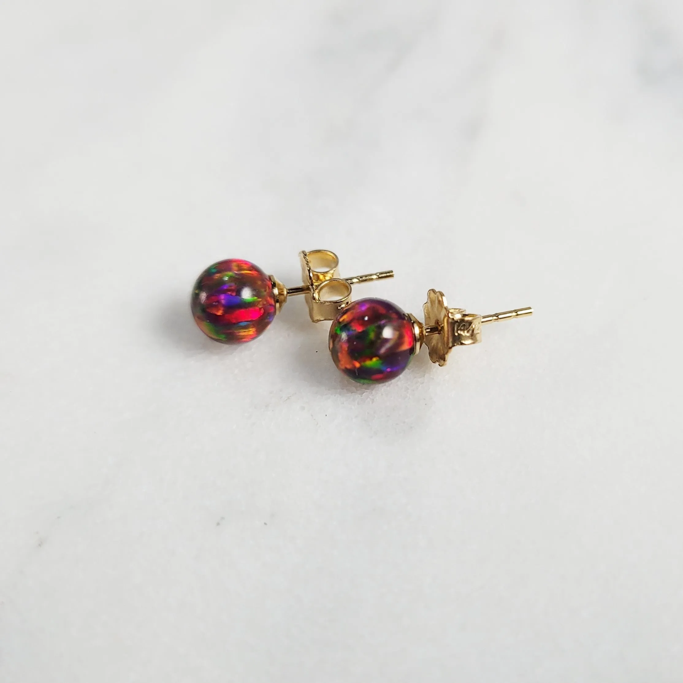 Dainty Red Fire Opal Studs
